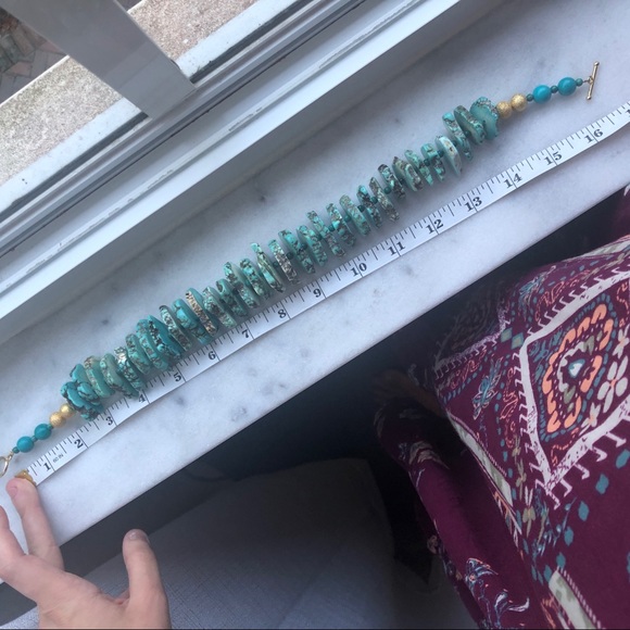 Turquoise Slice Statement Necklace (Artisan) - Picture 7 of 9